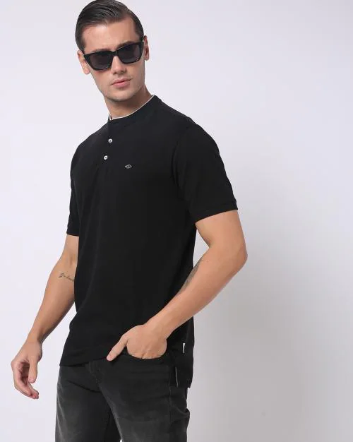 Regular Fit Mandarin Collar T-Shirt