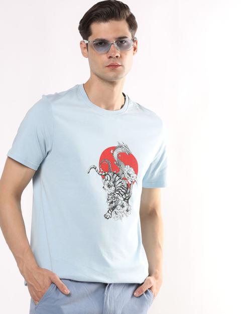 Regular Fit Graphic Print Crew-Neck T-Shirt