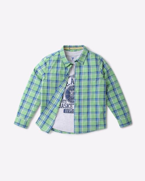 Checked Cotton Twofer Shirt