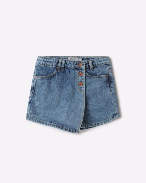 Mid-Wash Skorts with Belt Loops