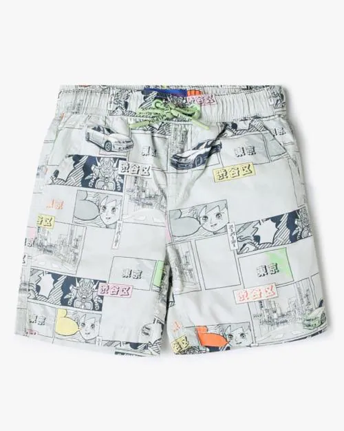 All-Over Graphic Print Shorts with Insert Pockets