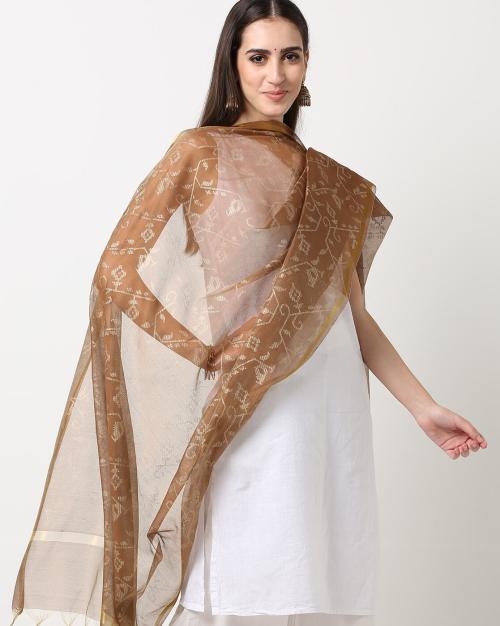 Block Print Chanderi Dupatta