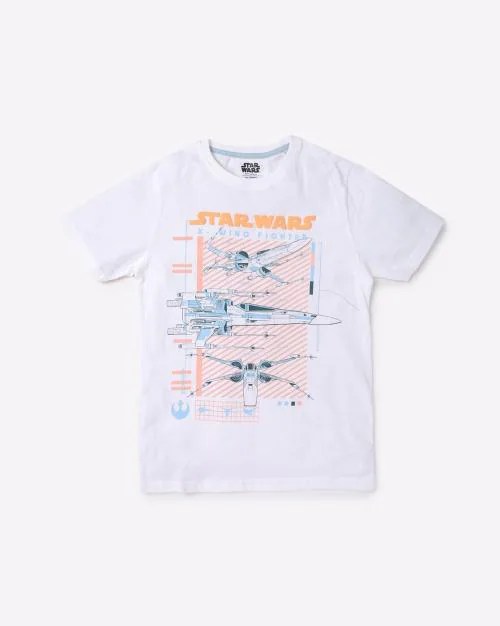 Graphic Print Crew-Neck Cotton T-Shirt