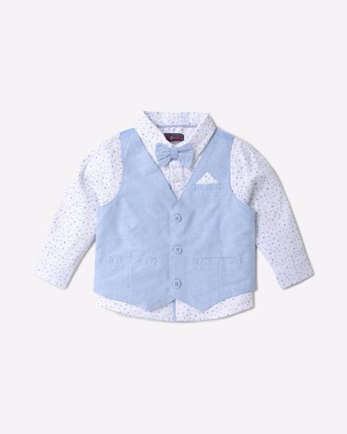 Printed Shirt & Waistcoat with Bow-Tie