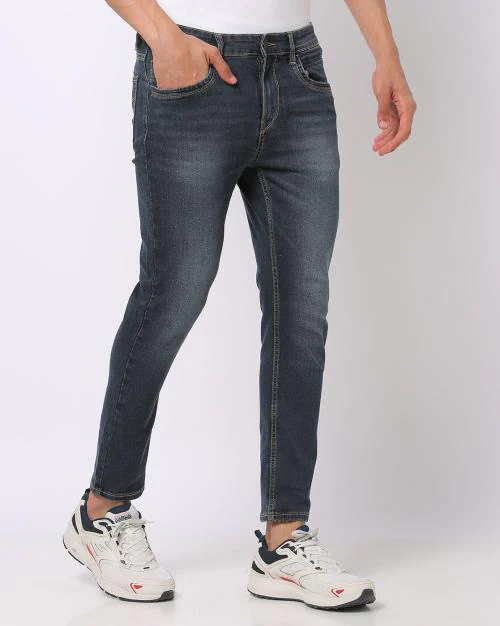 Mid-Wash Cropped Fit Jeans