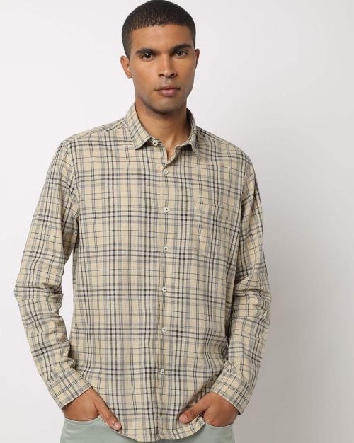Checked Slim Fit Shirt with Patch Pocket