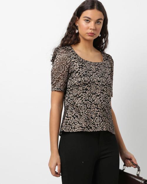 Floral Print Square-Neck Top