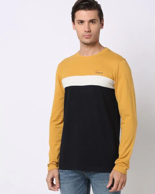 Regular Fit Colourblock Crew-Neck T-Shirt