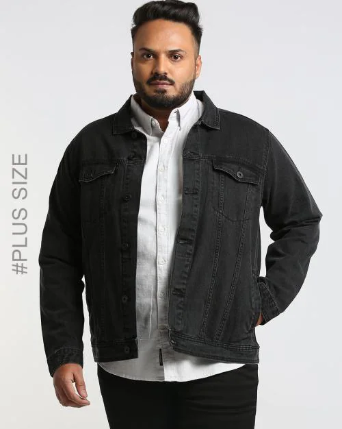 Light-Wash Denim Jacket with Flap Pockets