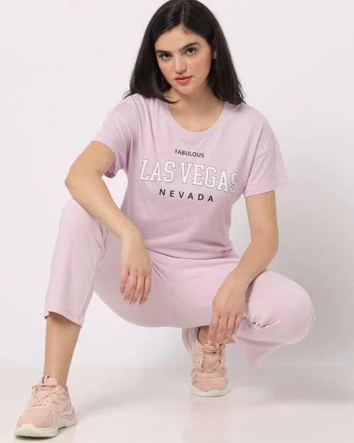 Typographic Print Crew-Neck T-Shirt