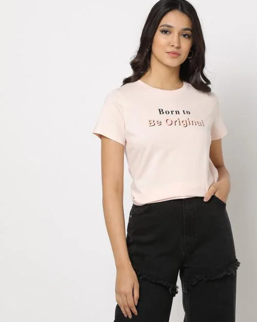 Typographic Print Crew-Neck T-Shirt