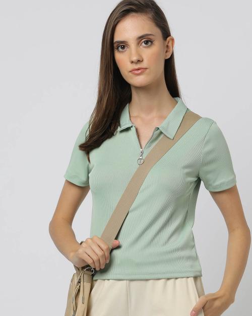 Ribbed Slim Fit Polo T-Shirt