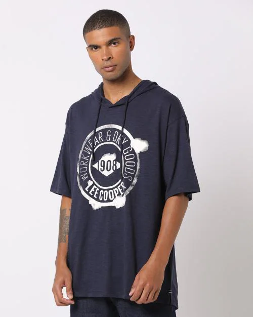 Regular Fit Brand Print Hooded T-Shirt