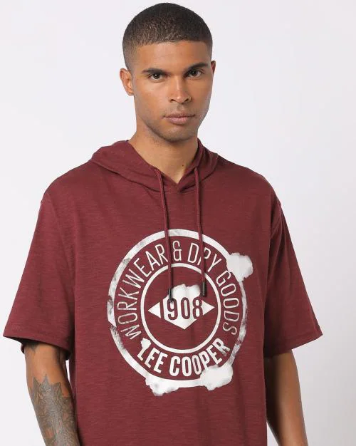 Regular Fit Brand Print Hooded T-Shirt