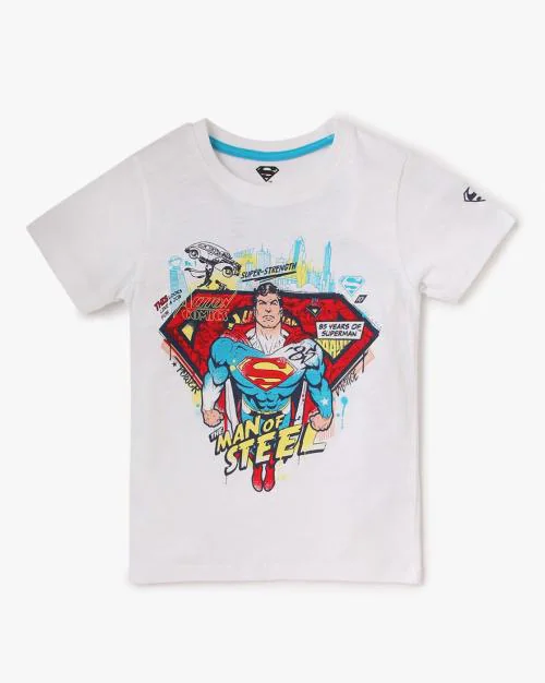 Superman Print Round-Neck T-Shirt