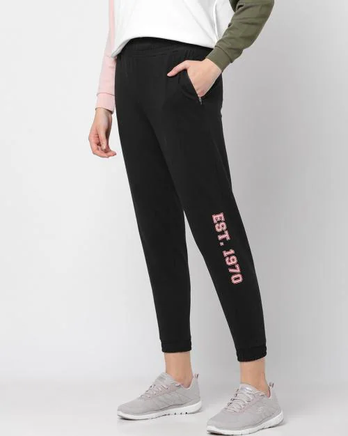 Women Mid-Rise Joggers with Zippers Pockets