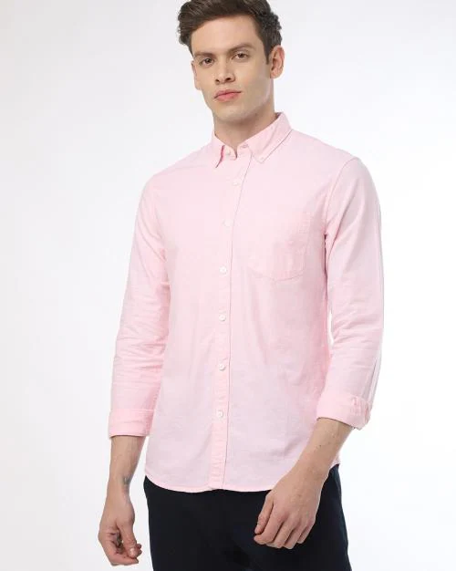 Slim Fit Shirt with Button-Down Collar