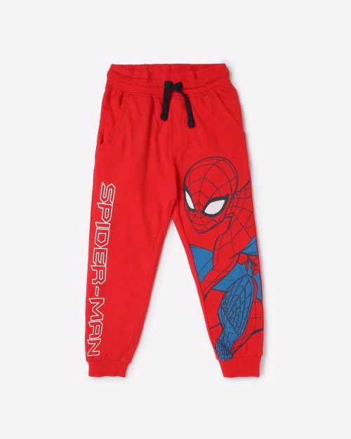 Boys Spider-Man Print Joggers with Drawstring Waist
