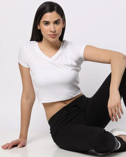 Ribbed V-Neck T-Shirt