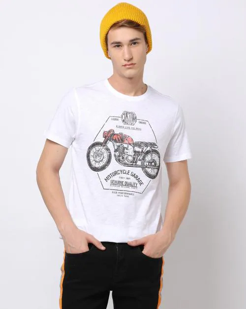 Graphic Print Slim Fit Crew-Neck T-Shirt