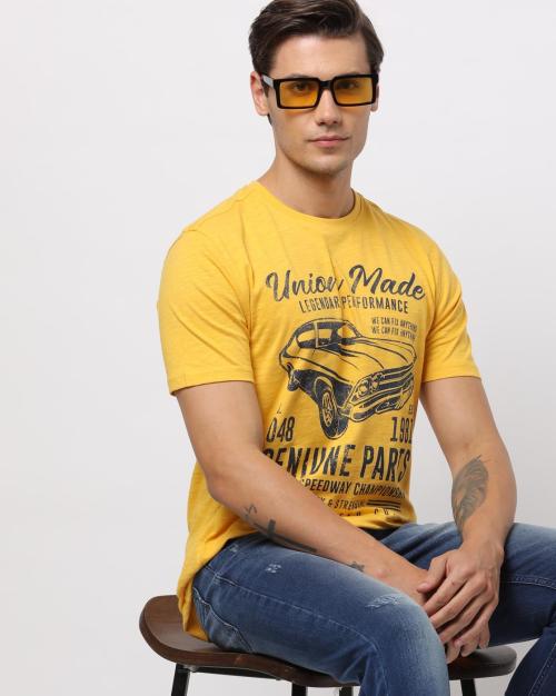 Graphic Print Slim Fit Crew-Neck T-Shirt