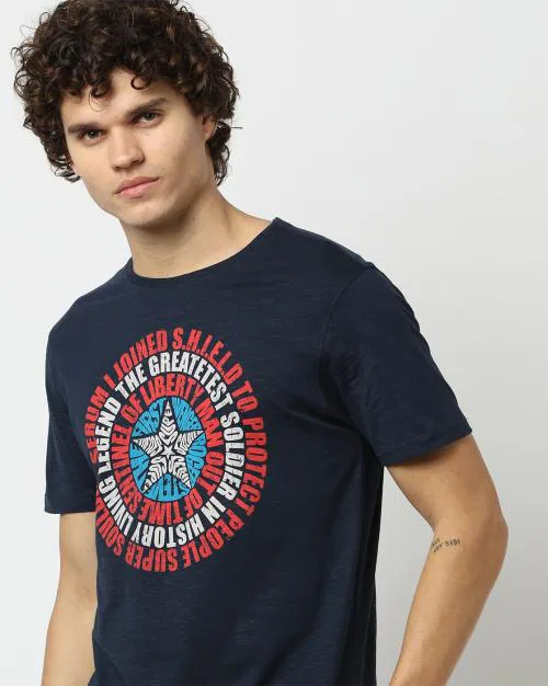 Slim Fit Typographic Print Crew-Neck T-Shirt