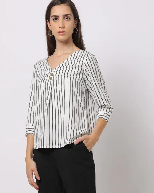 Striped V-Neck Top