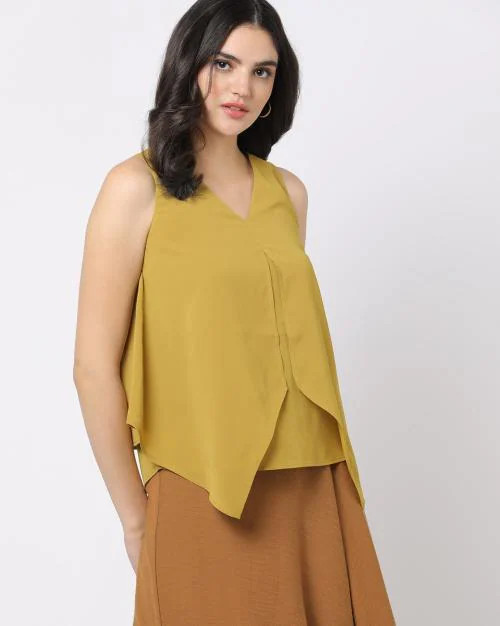 Asymmetrical V-Neck Top