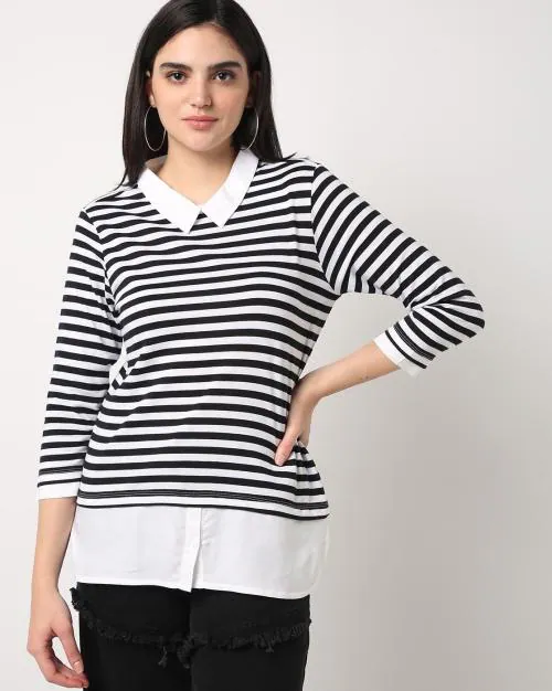Striped Twofer Cotton Top