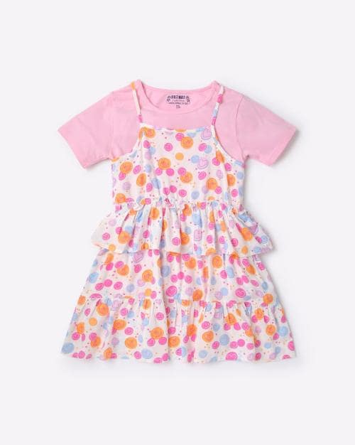 Printed A-Line Dress with T-Shirt