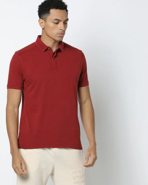Buy Slim Fit Polo TShirt with Spread Collar Online at Best Prices in