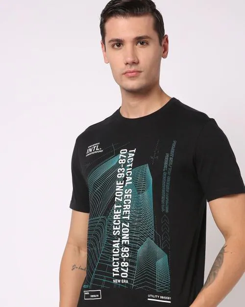 Graphic Print Slim Fit Crew-Neck T-Shirt