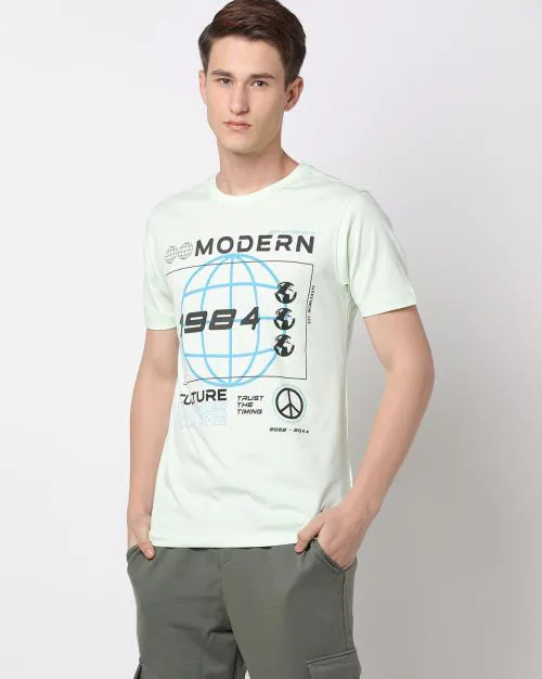 Graphic Print Slim Fit Crew-Neck T-Shirt