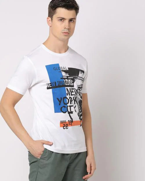 Graphic Print Slim Fit Crew-Neck T-Shirt