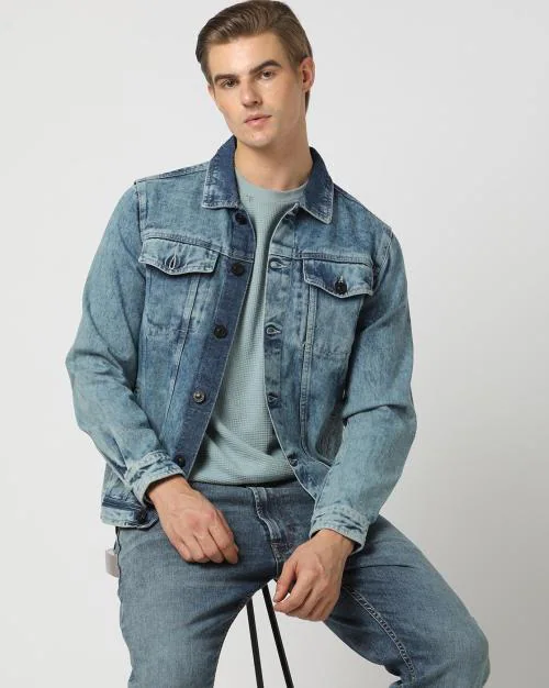 Denim Jacket with Flap Pockets