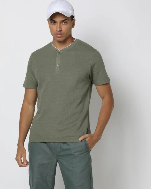 Slim Fit Cotton Henley T-Shirt