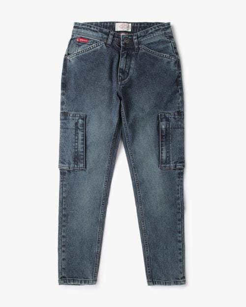 Mid-Wash Regular Fit Cargo Jeans