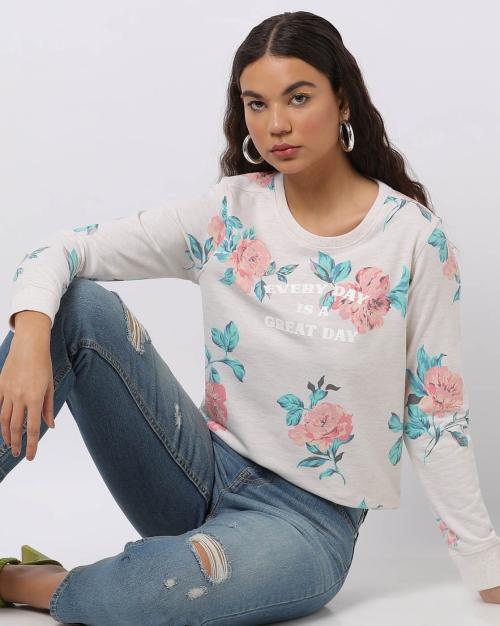 Typographic Print Crew-Neck Sweatshirt