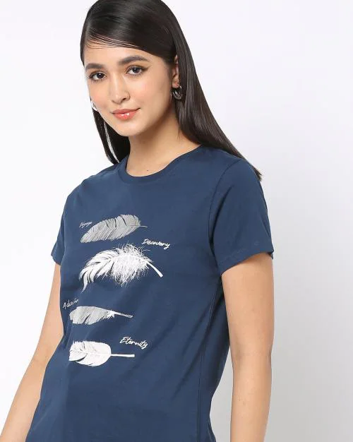 Buy Printed Slim Fit CrewNeck TShirt Online at Best Prices in India