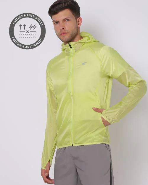 Buy Hooded Running Jacket with Raglan Sleeves Online at Best Prices in