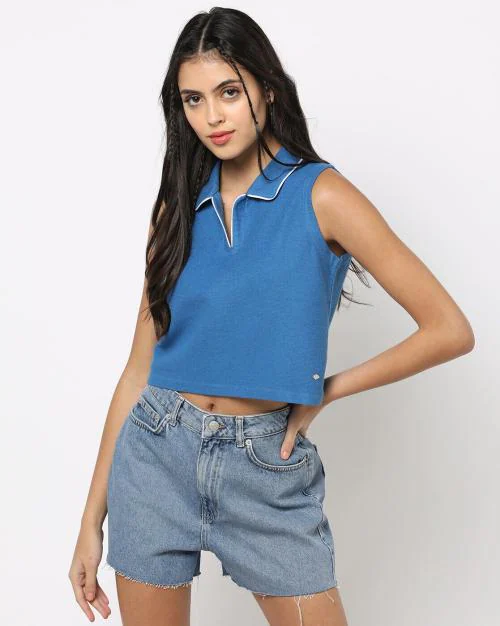 Cotton Sleeveless Polo T-Shirt