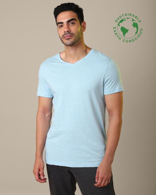 Buy Regular Fit Organic Cotton V-Neck T-Shirt Online at Best Prices in ...