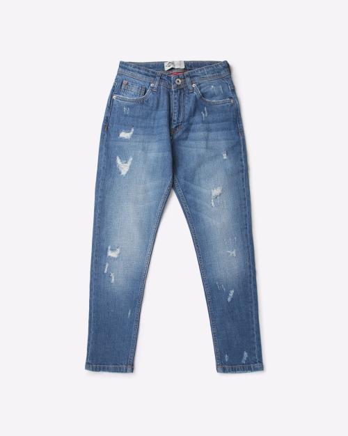 Boys Mid-Wash Ripped Skinny Jeans