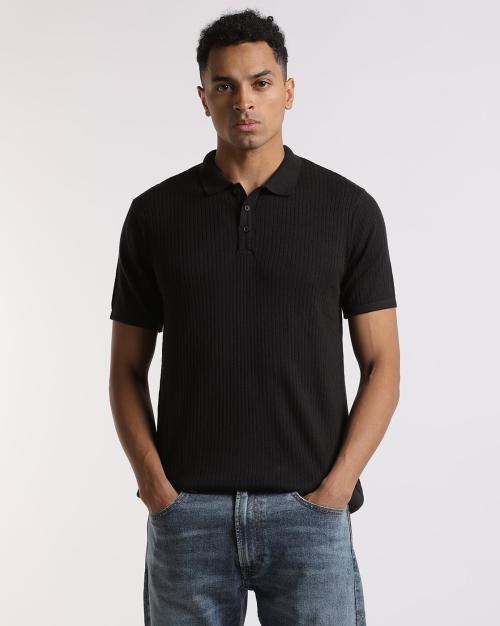 Regular Fit Flat-Knit Jacquard Polo T-Shirt