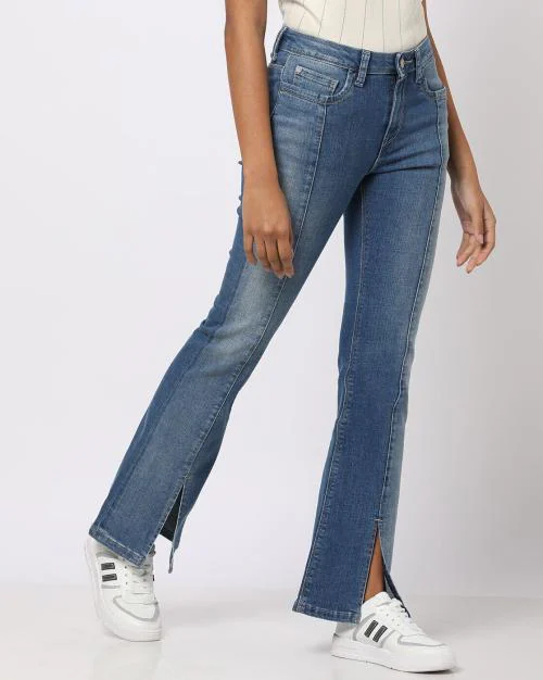 Light-Wash High Rise Skinny Fit Bootcut Jeans