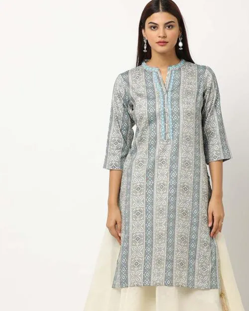 Bandhani Print Straight Kurta