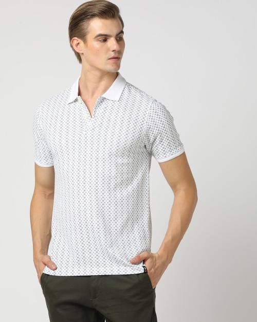 Micro Print Polo T-Shirt