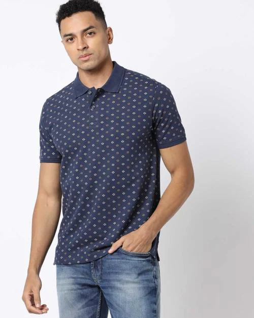 Micro Print Slim Fit Polo T-Shirt