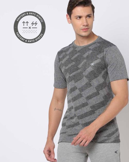 Regular Fit Geometric Print Crew-Neck T-Shirt