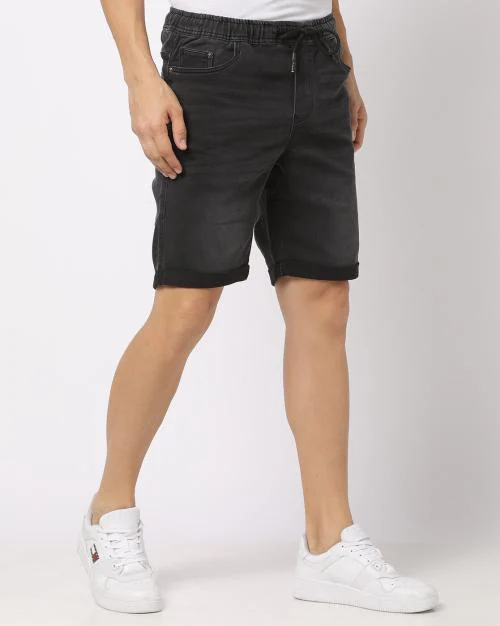 Lightly Washed Slim Fit Denim Shorts